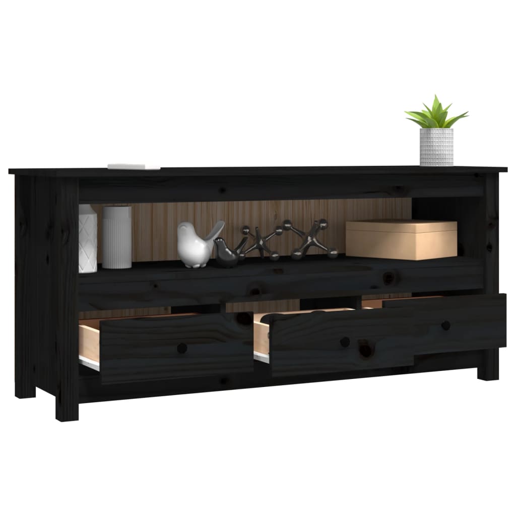 vidaXL Tv-meubel 114x35x52 cm massief grenenhout zwart