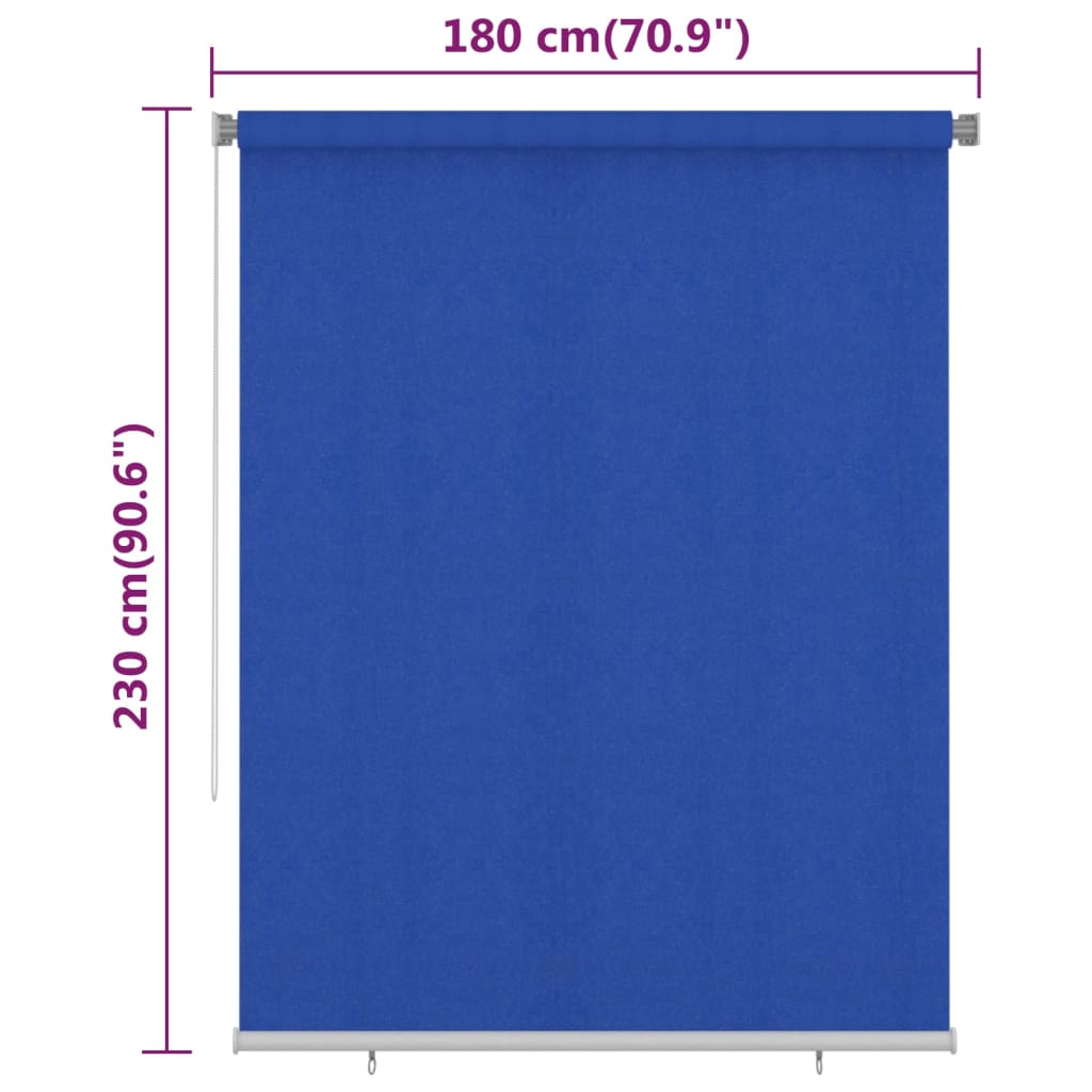vidaXL Rolgordijn voor buiten 180x230 cm HDPE blauw