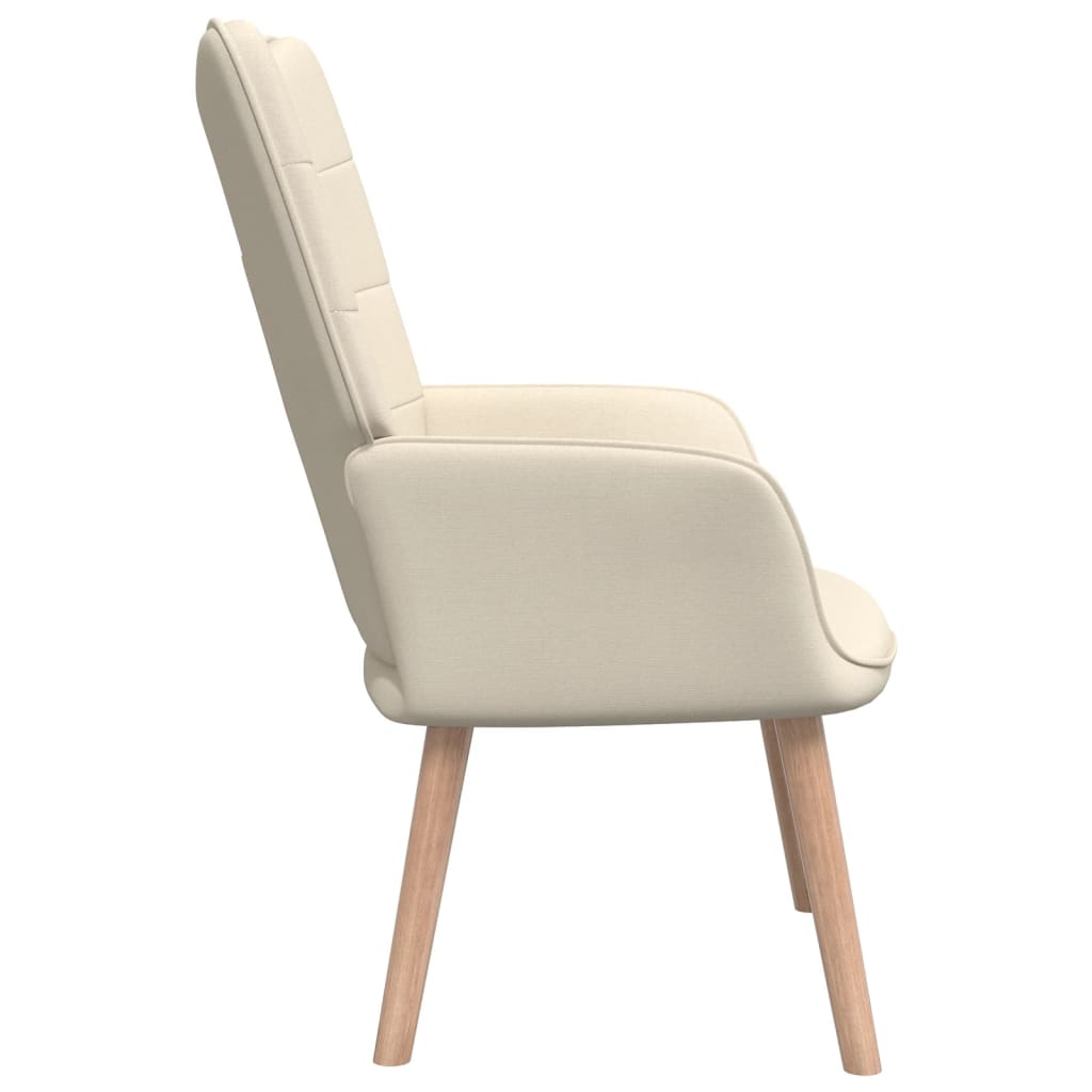 vidaXL Relaxstoel met voetenbank stof crèmekleurig