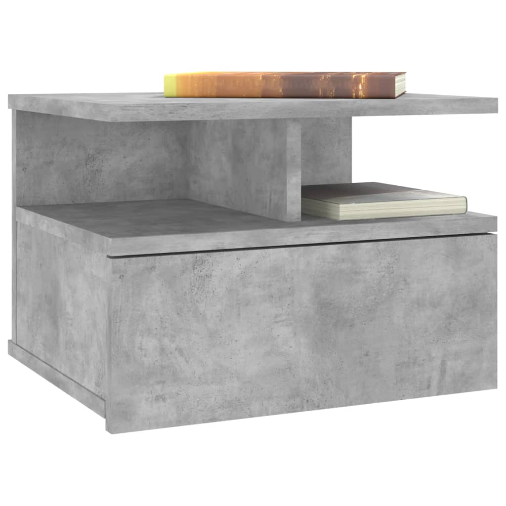 vidaXL Nachtkastje zwevend 40x31x27 cm bewerkt hout betongrijs