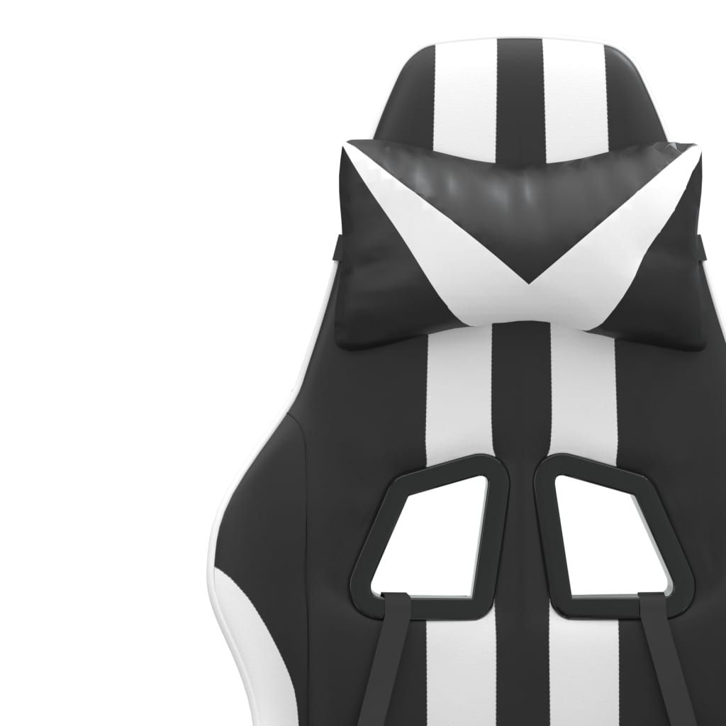 vidaXL Gamestoel met voetensteun kunstleer zwart en wit