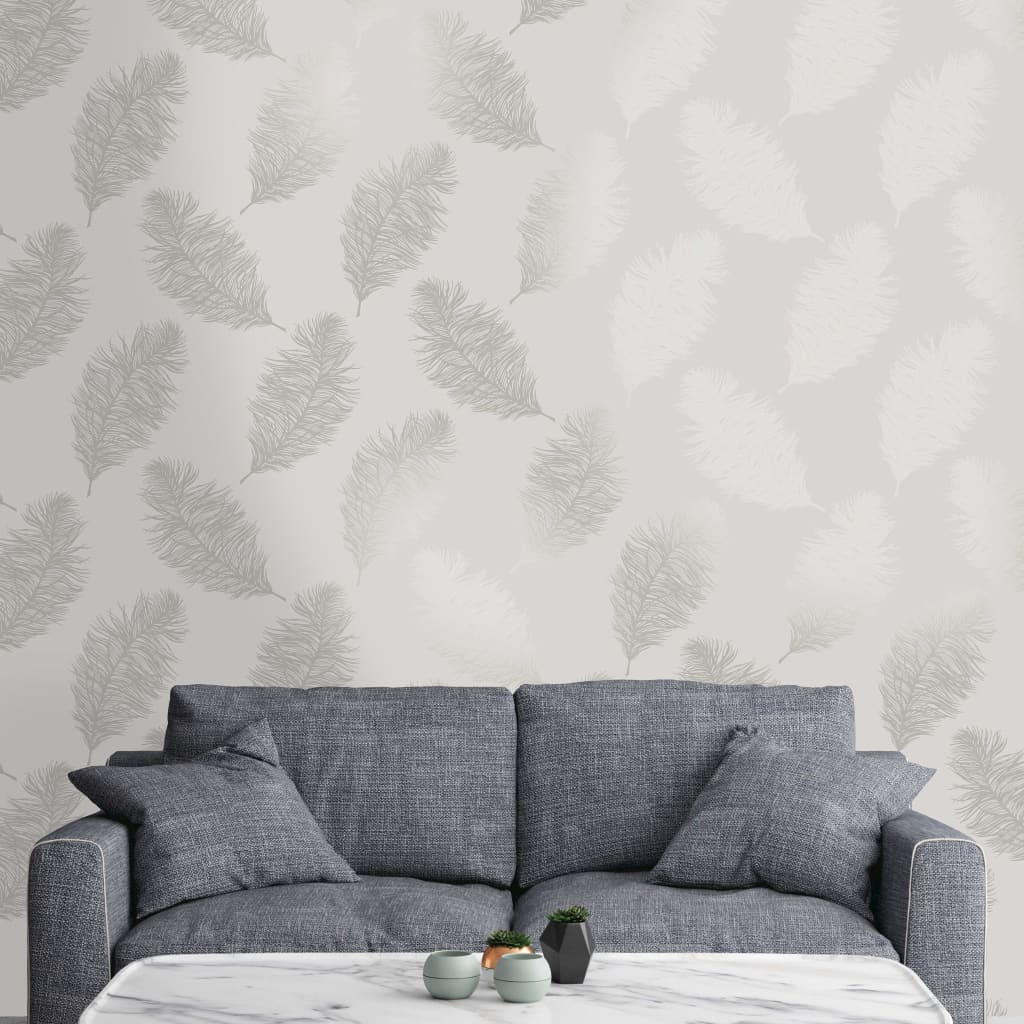 DUTCH WALLCOVERINGS Behang Fawning Feather lichtgrijs