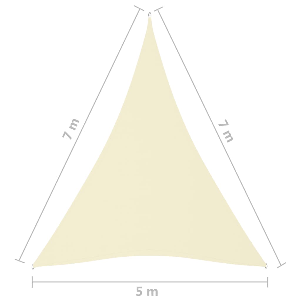 vidaXL Zonnescherm driehoekig 5x7x7 m oxford stof crèmekleurig