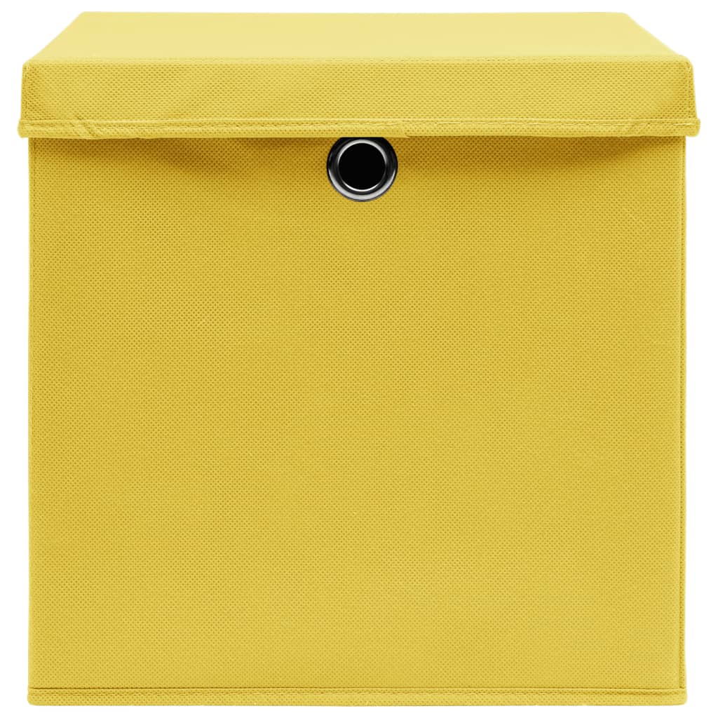 vidaXL Opbergboxen met deksel 4 st 28x28x28 cm geel