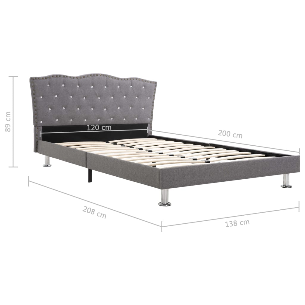 vidaXL Bed met matras stof lichtgrijs 120x200 cm