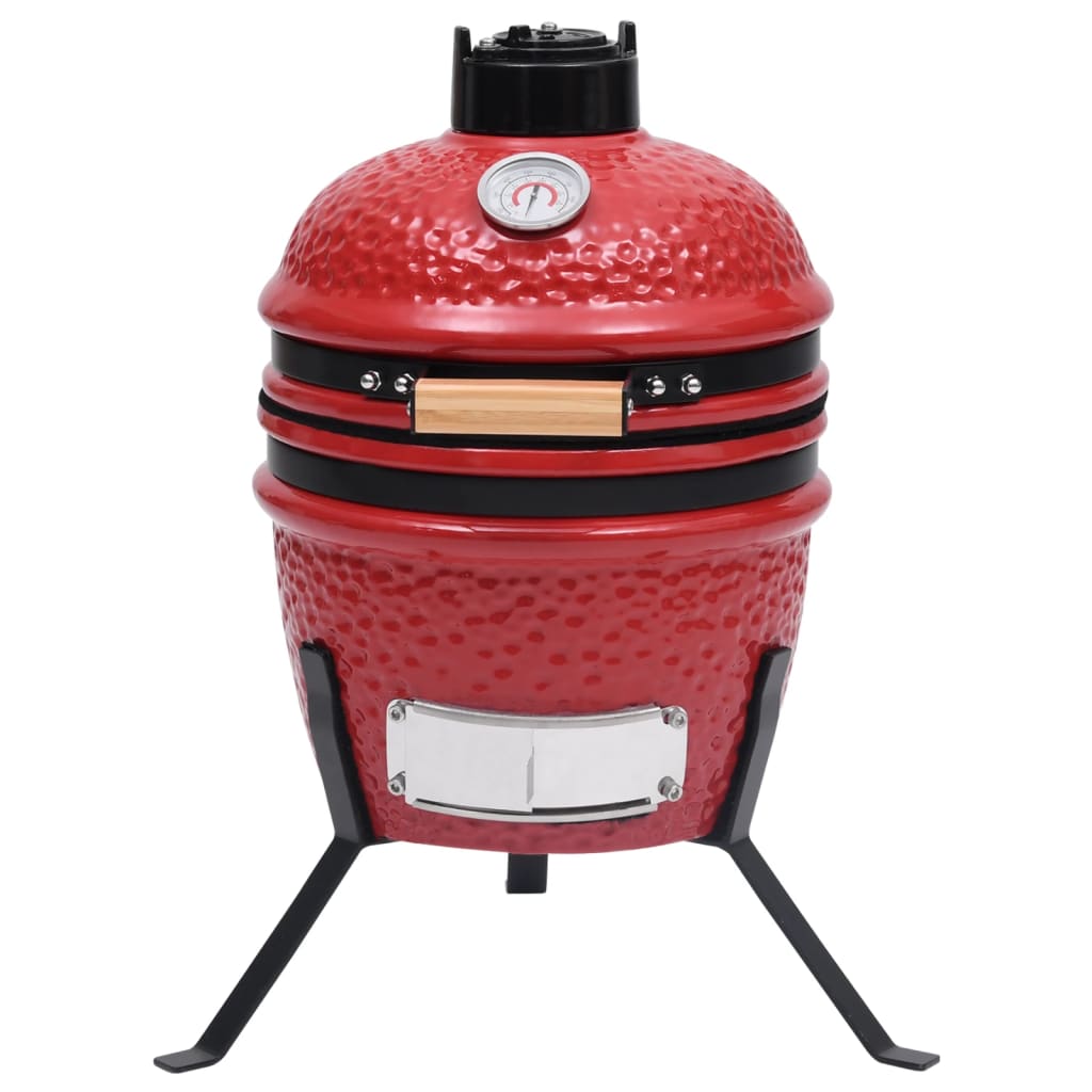 vidaXL Kamado barbecue 2-in-1 56 cm keramiek rood
