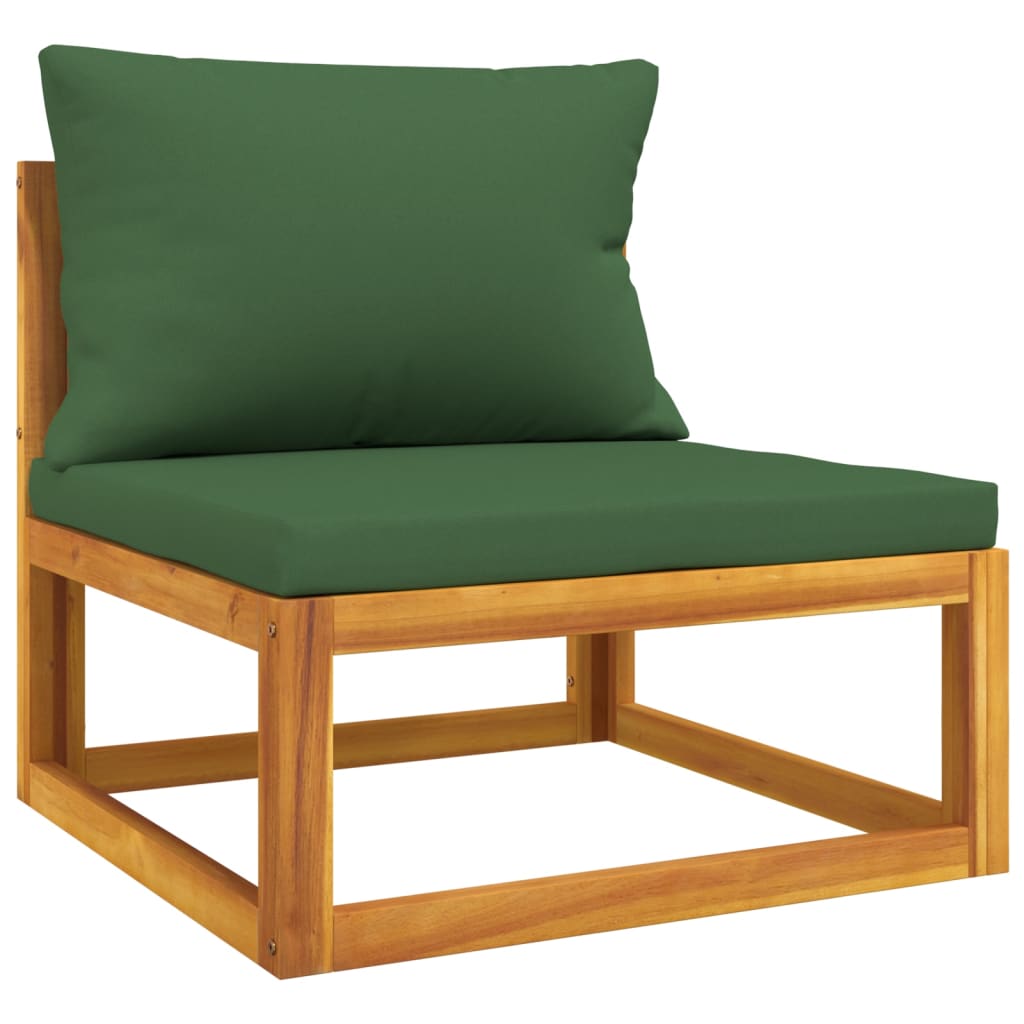vidaXL 5-delige Loungeset met groene kussens massief hout