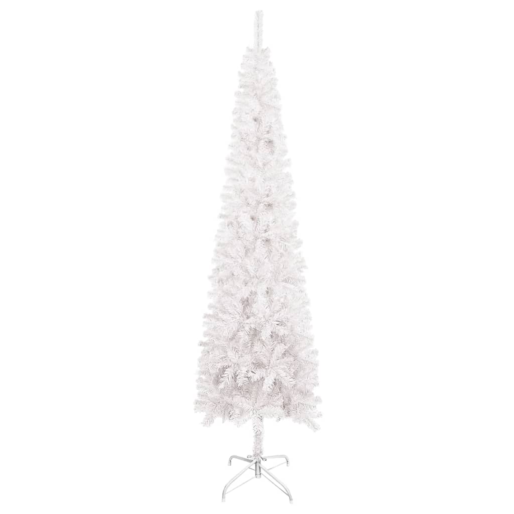 vidaXL Kunstkerstboom met verlichting en kerstballen smal 180 cm wit