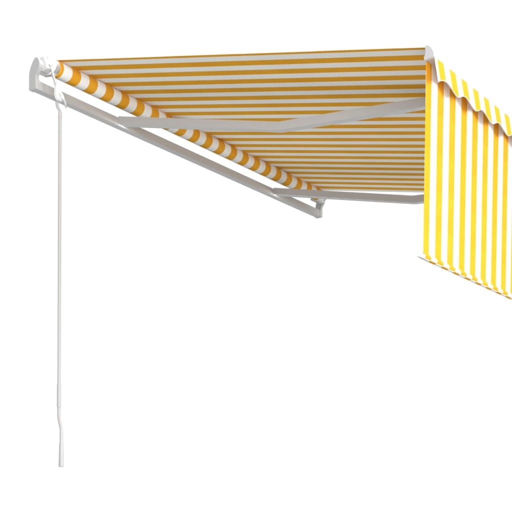 vidaXL Luifel automatisch uittrekbaar met rolgordijn 4x3 m geel en wit
