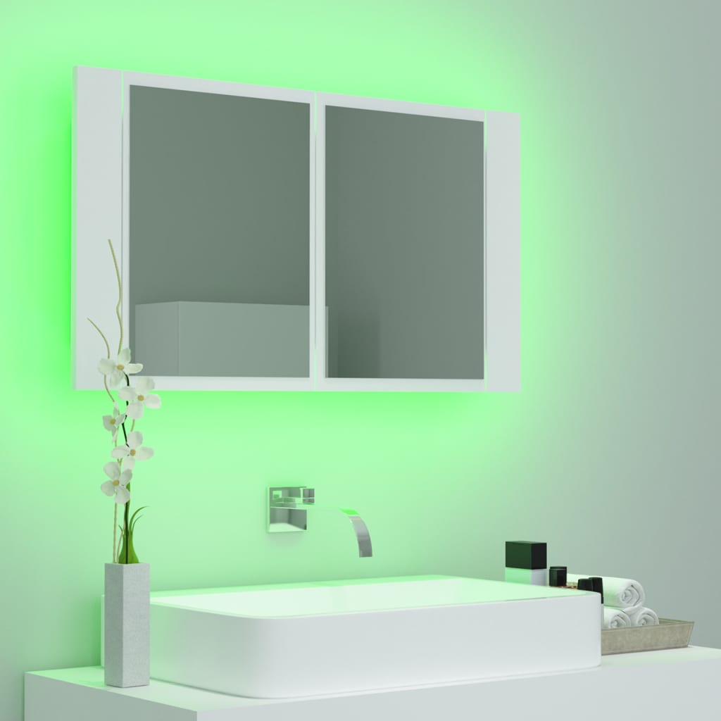 vidaXL Badkamerkast met spiegel en LED 80x12x45 cm acryl wit