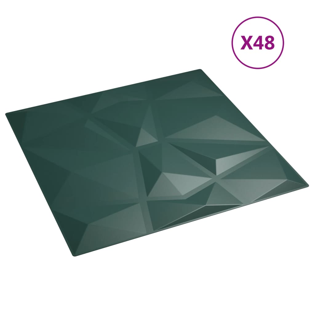 vidaXL 48 st Wandpanelen diamant 12 m² 50x50 cm XPS groen