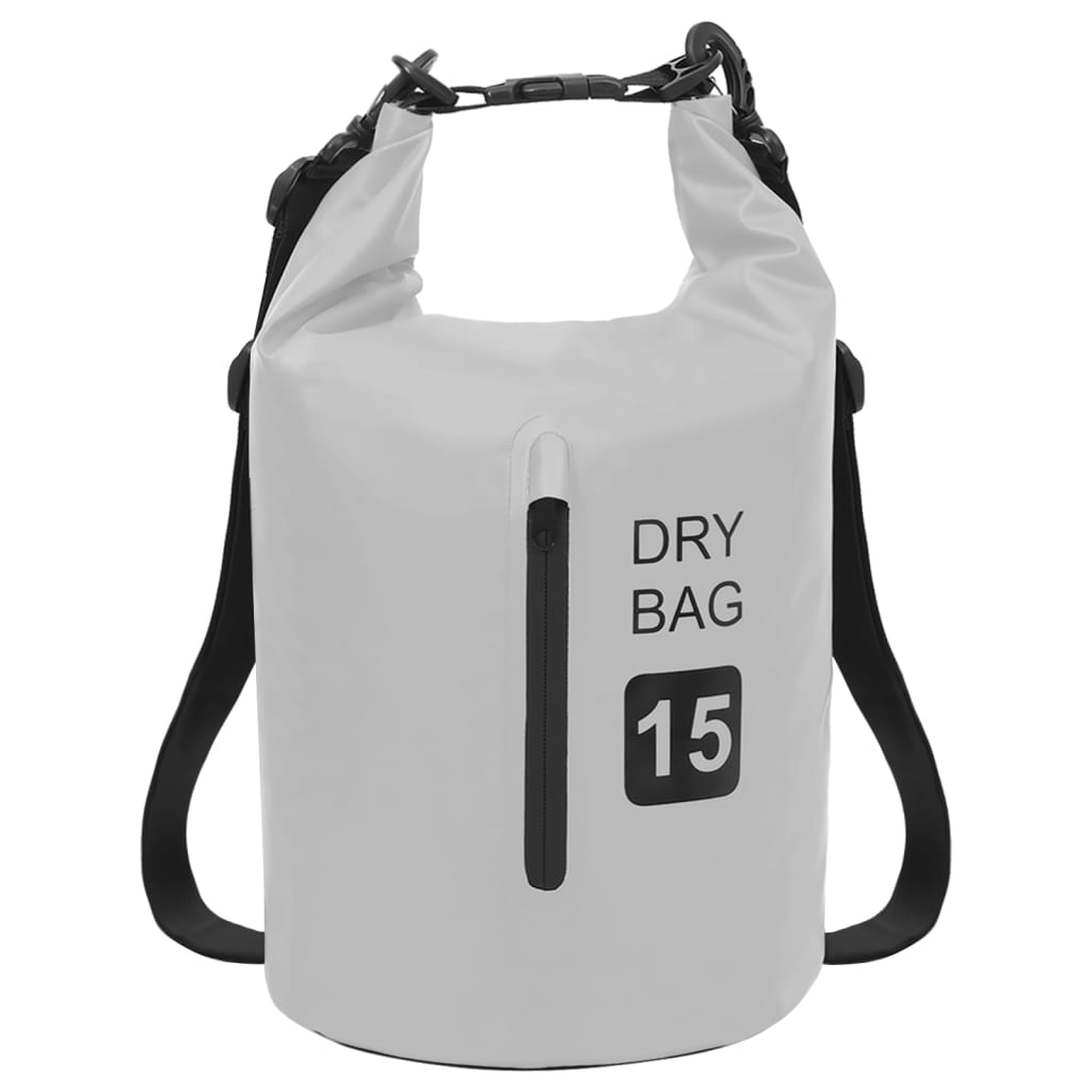 vidaXL Drybag met rits 15 L PVC grijs