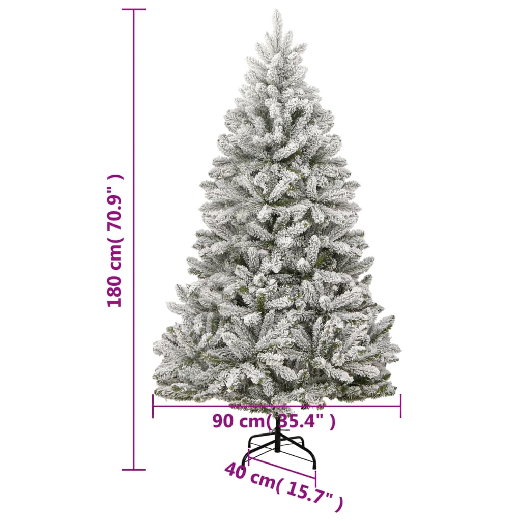 vidaXL Kunstkerstboom met scharnieren 300 LED's en sneeuw 180 cm