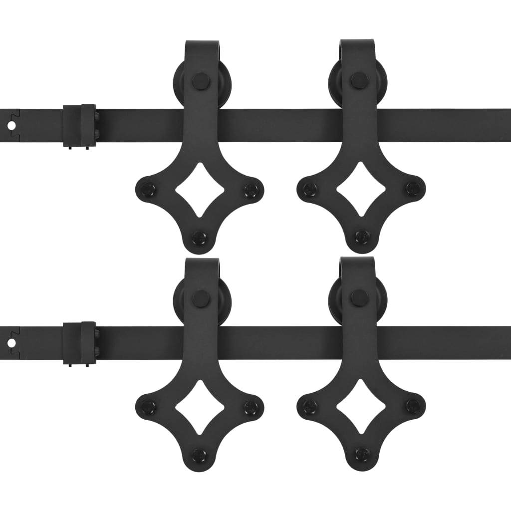 vidaXL Beslagsets voor schuifdeur 2 st 183 cm staal zwart