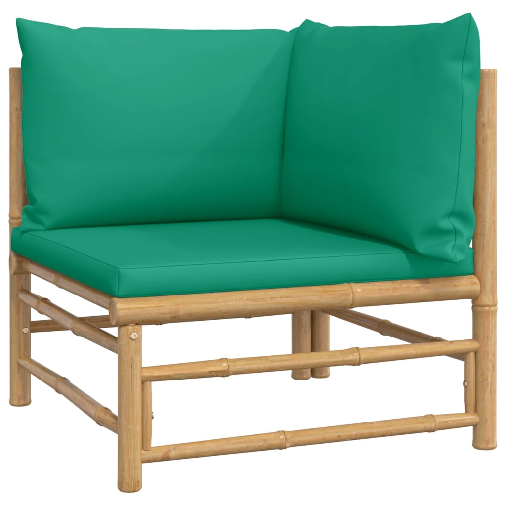 vidaXL 3-delige Loungeset met kussens bamboe groen