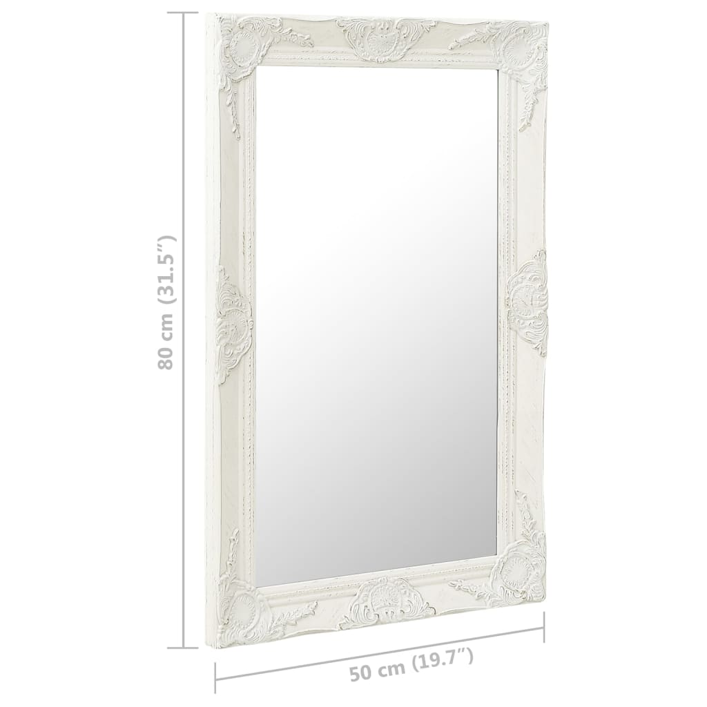 vidaXL Wandspiegel barok stijl 50x80 cm wit