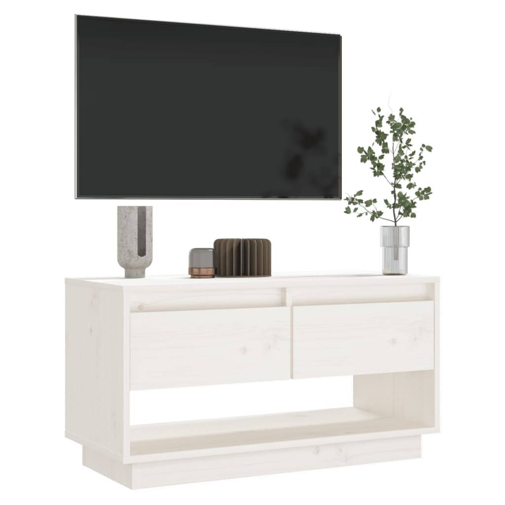 vidaXL Tv-meubel 74x34x40 cm massief grenenhout wit