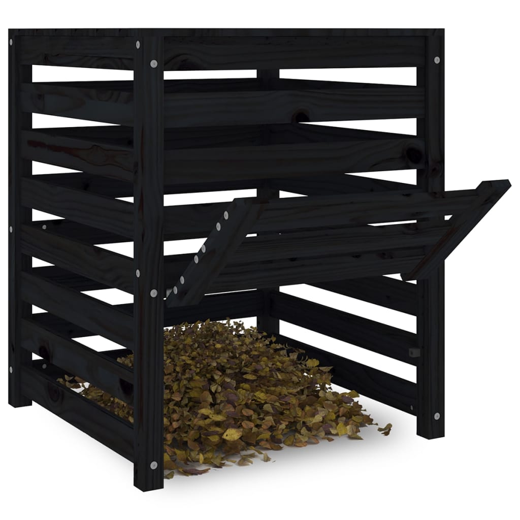 vidaXL Compostbak 63,5x63,5x77,5 cm massief grenenhout zwart