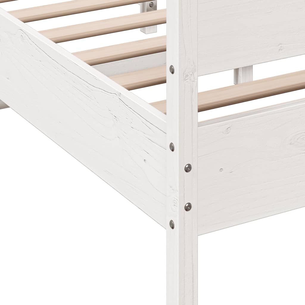 vidaXL Bedframe met hoofdbord massief grenenhout wit 135x190 cm