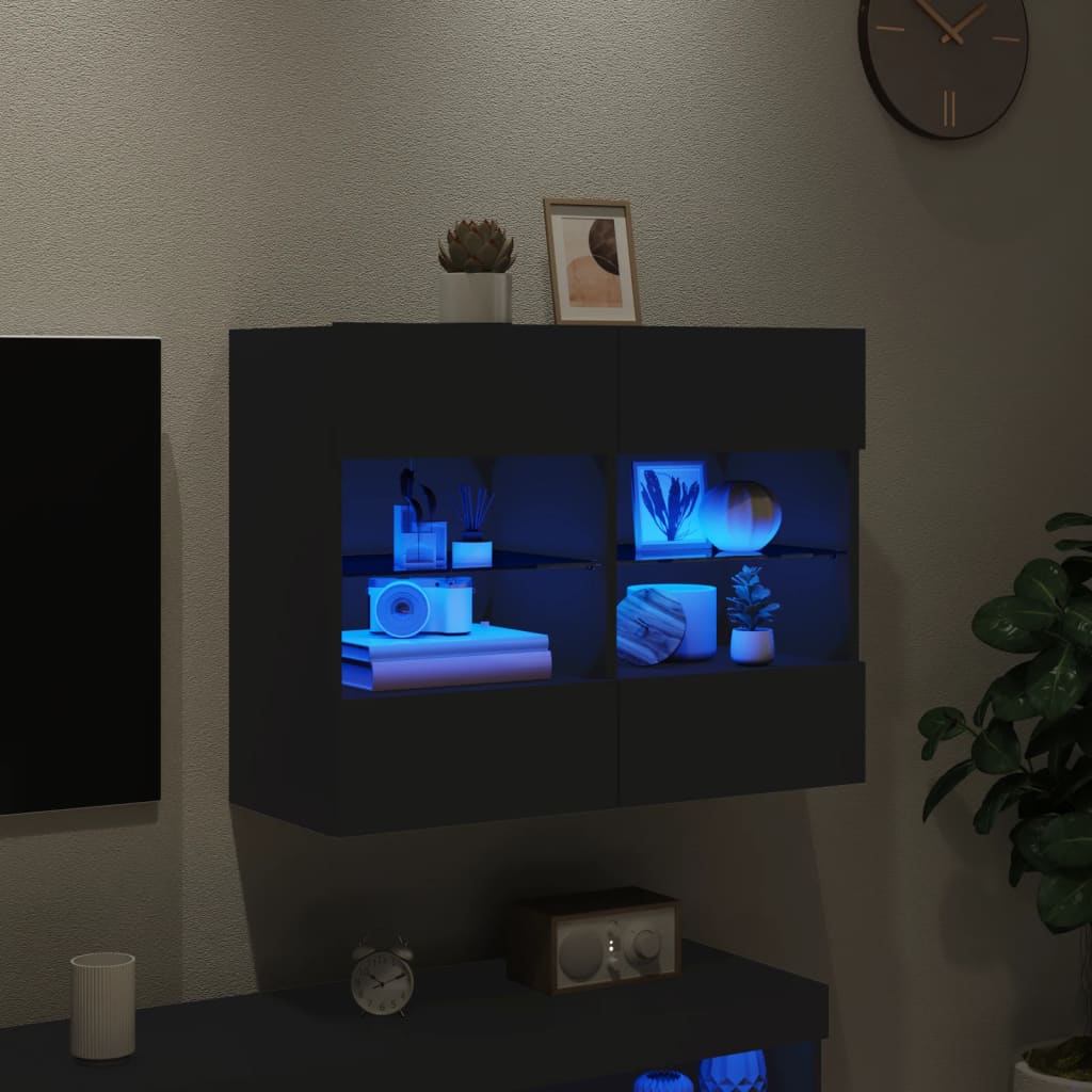 vidaXL Tv-wandmeubel met LED-verlichting 78,5x30x60,5 cm zwart
