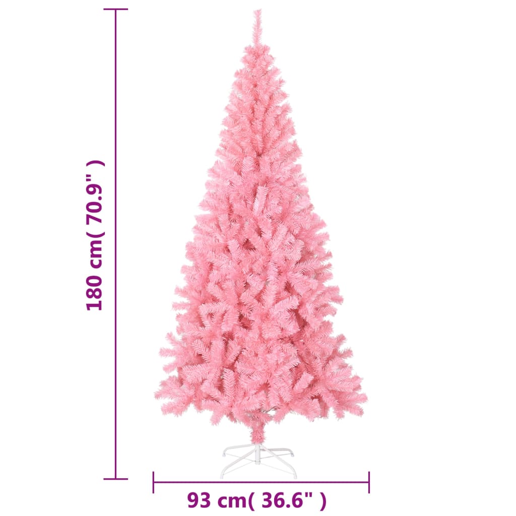 vidaXL Kunstkerstboom met standaard 180 cm PVC roze