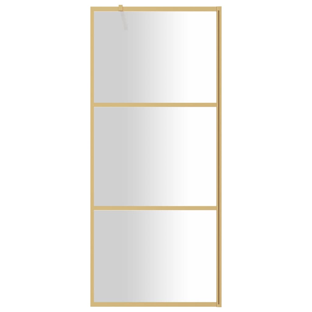 vidaXL Inloopdouchewand transparant 80x195 cm ESG-glas goudkleurig