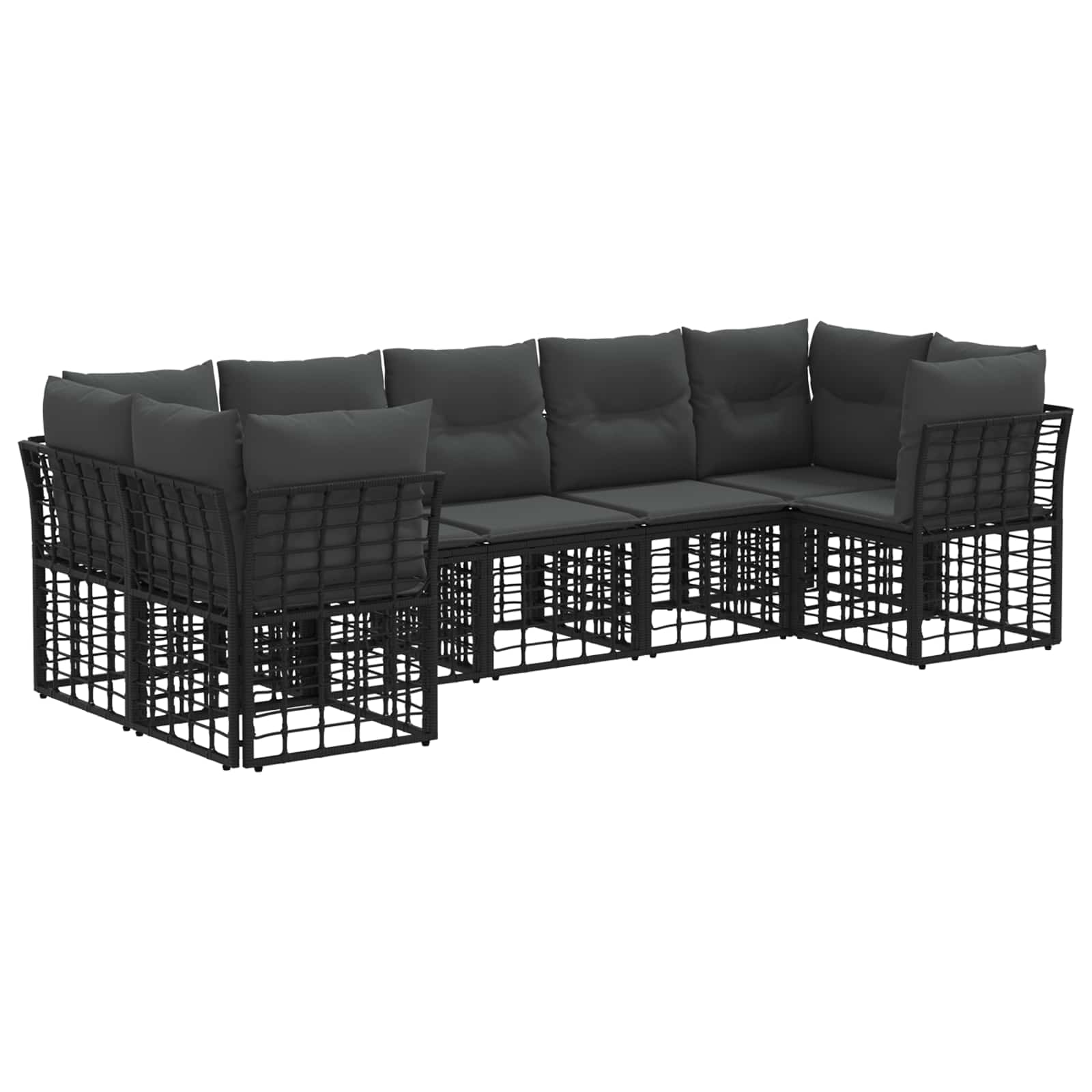Vidaxl vidaXL Buiten bankenset 7 st 7-zits Zwart en Donkergrijs Polyester ...