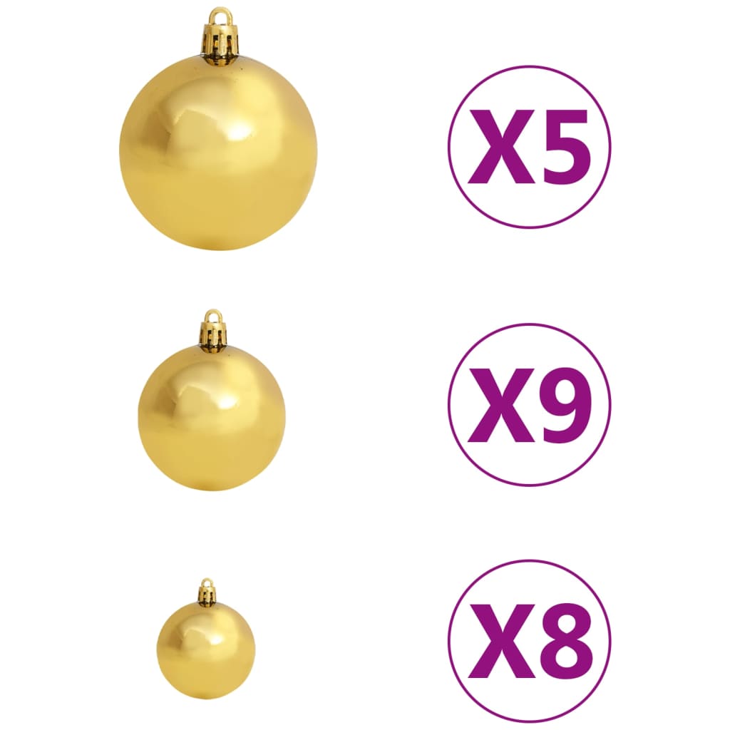 vidaXL Kunstkerstboom met verlichting en kerstballen 120 cm PET zilver
