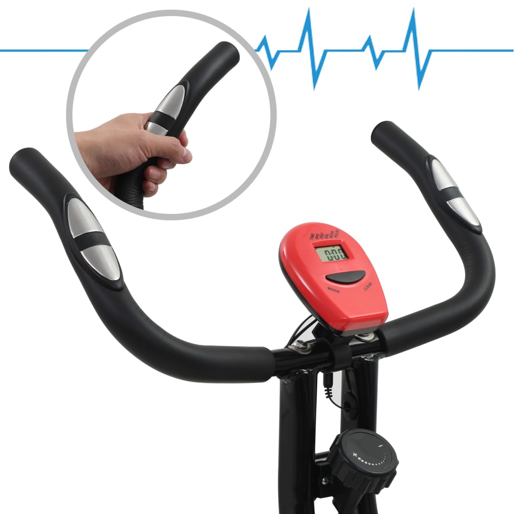 vidaXL Hometrainer X-bike magnetisch met hartslagmeter zwart en rood