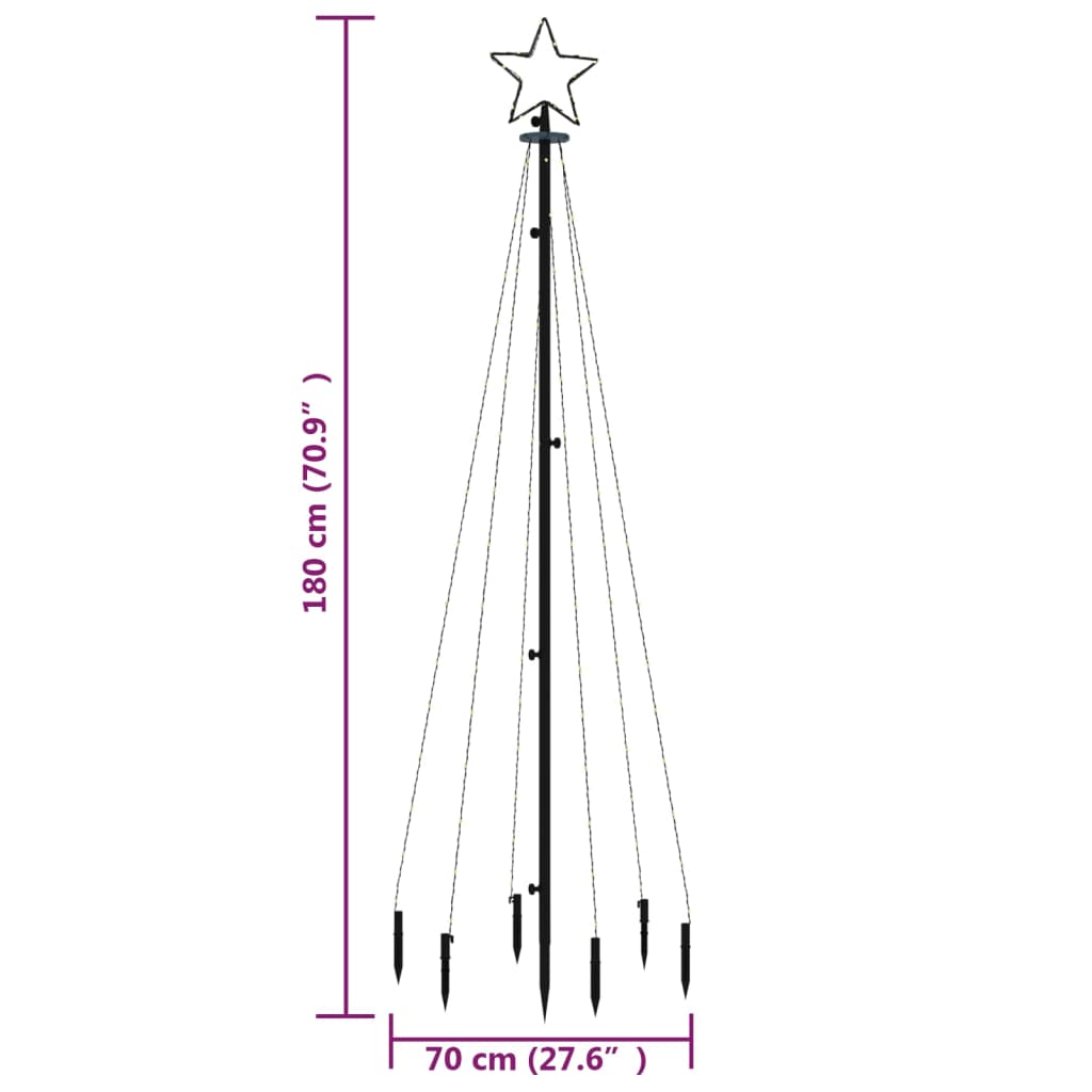 vidaXL Kerstboom met grondpin 108 LED's blauw 180 cm