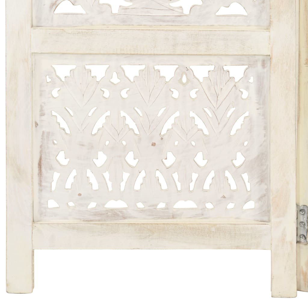 vidaXL Kamerscherm met 5 panelen handgesneden 200x165 cm mangohout wit