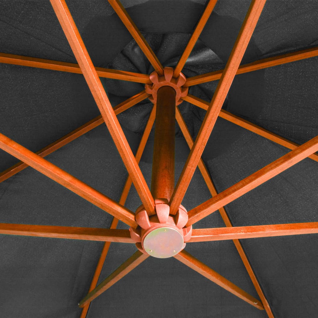 vidaXL Zweefparasol met paal 3,5x2,9 m massief vurenhout antraciet