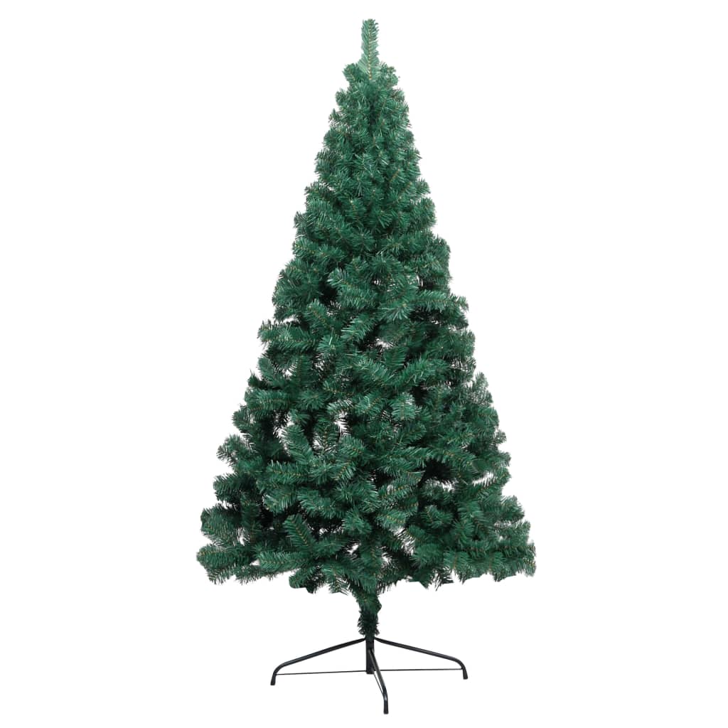 vidaXL Kunstkerstboom met verlichting half standaard 150 cm PVC groen