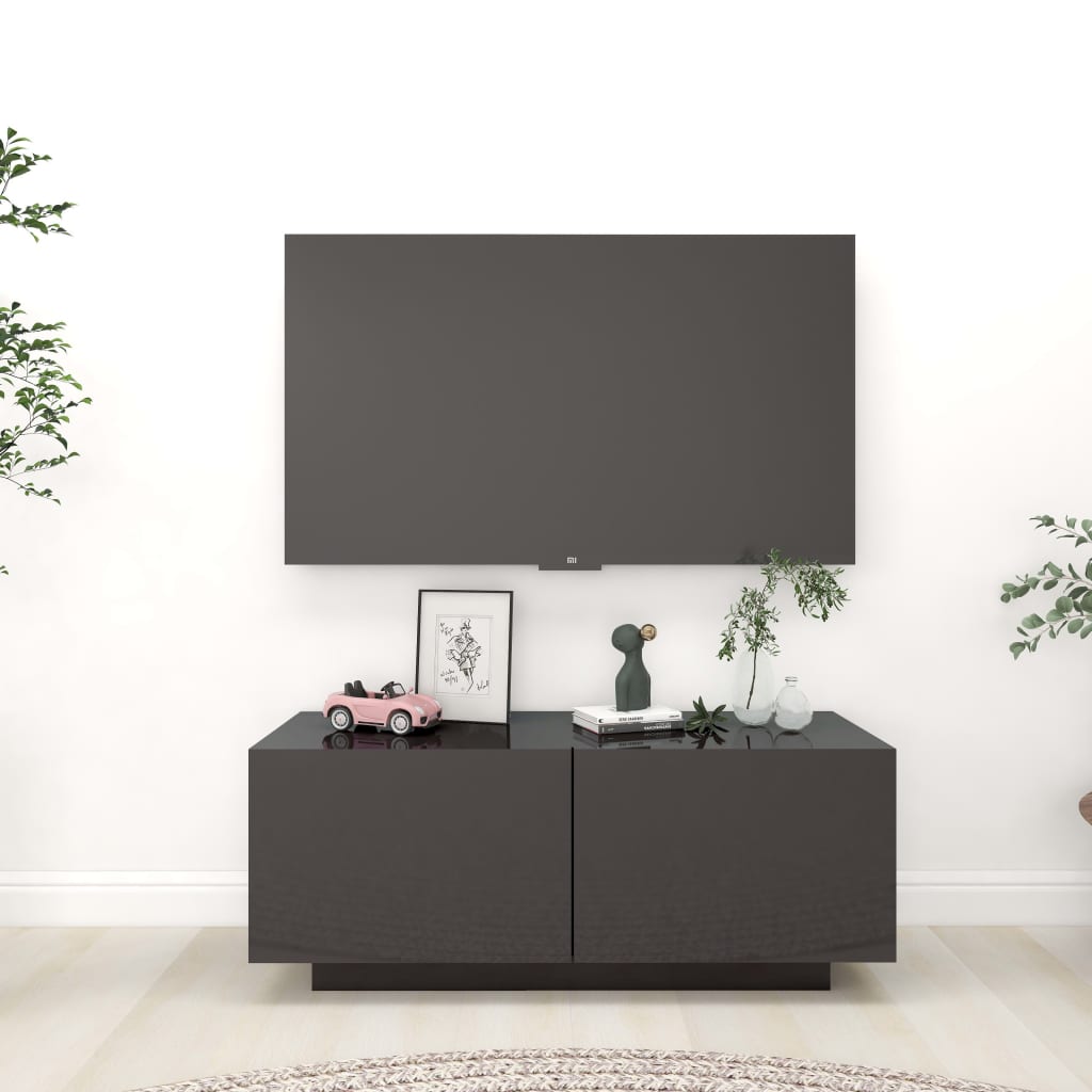 vidaXL Tv-meubel 100x35x40 cm spaanplaat hoogglans grijs