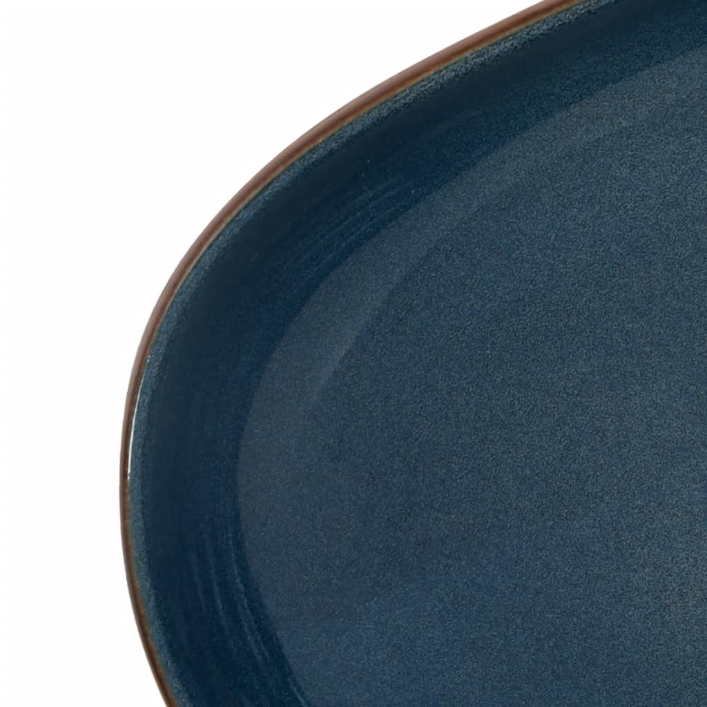 vidaXL Opzetwasbak ovaal 59x40x14 cm keramiek bruin en blauw