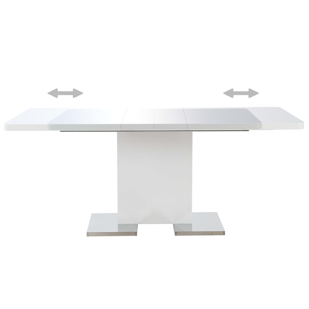 vidaXL Eettafel verlengbaar 180x90x76 cm MDF hoogglans wit