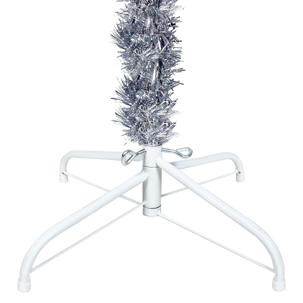 vidaXL Kerstboom met LED smal 180 cm zilverkleurig