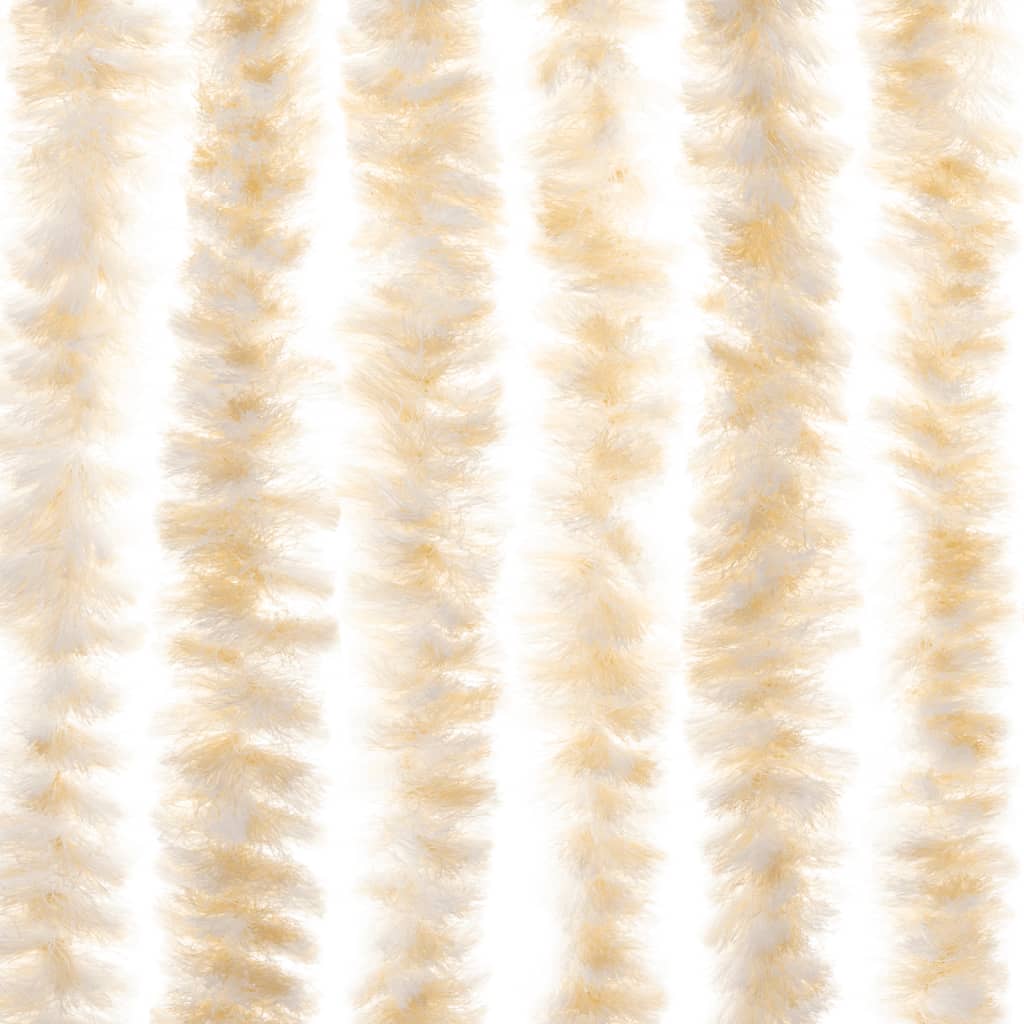 vidaXL Vliegengordijn 90x220 cm chenille beige en wit