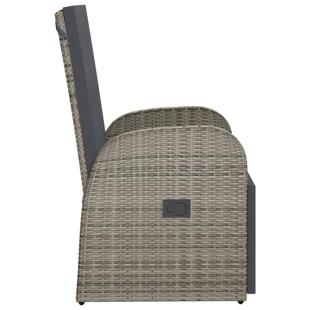 vidaXL Tuinstoelen 2 st verstelbaar met kussens poly rattan grijs kopen ...