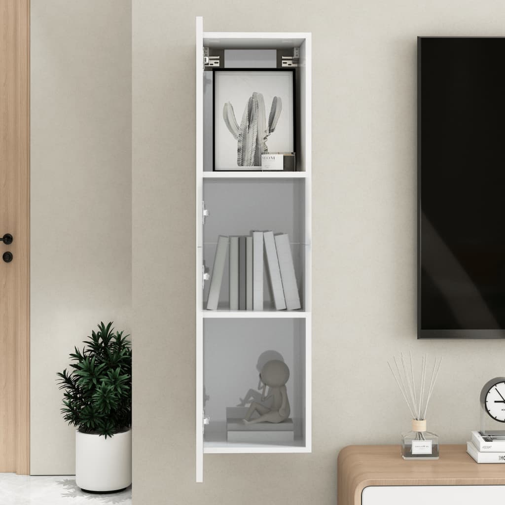 vidaXL Tv-meubel 30,5x30x110 cm bewerkt hout hoogglans wit