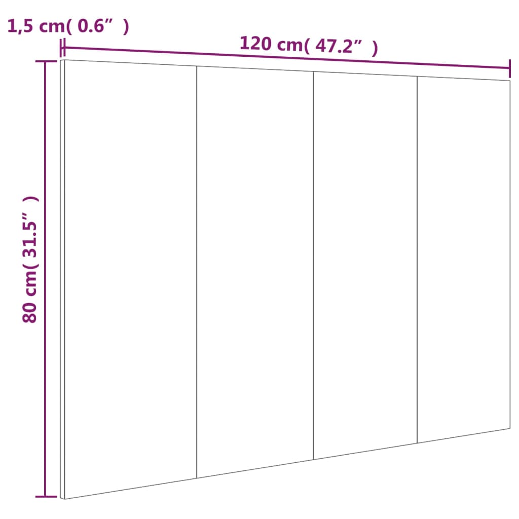 vidaXL Hoofdbord 120x1,5x80 cm bewerkt hout hoogglans wit