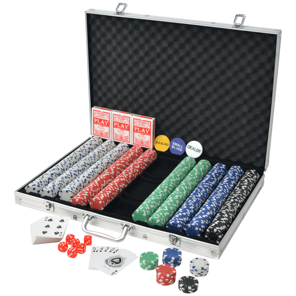 vidaXL Pokerset met 1000 chips aluminium
