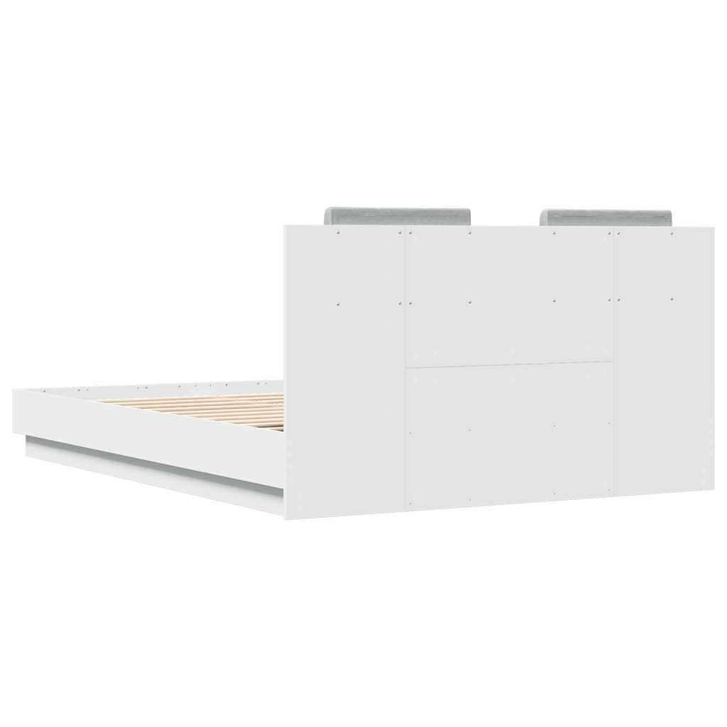 vidaXL Bedframe met hoofdbord bewerkt hout wit 140x200 cm
