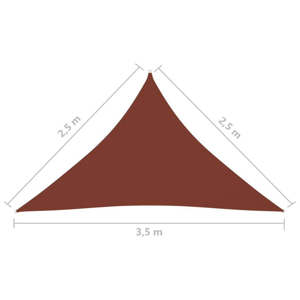 vidaXL Zonnescherm driehoekig 2,5x2,5x3,5 m oxford stof terracotta