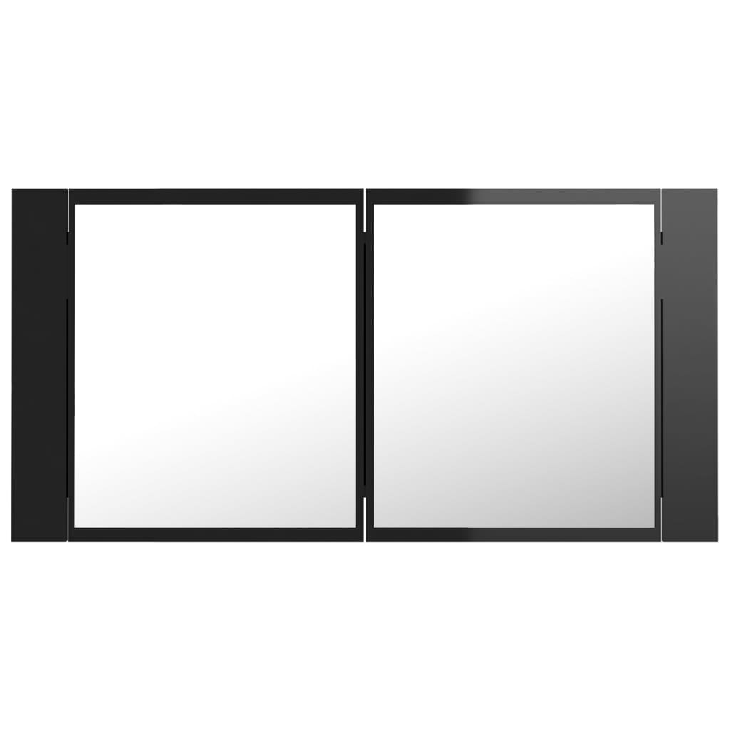 vidaXL Badkamerkast met spiegel en LED 90x12x45 acryl hoogglans zwart
