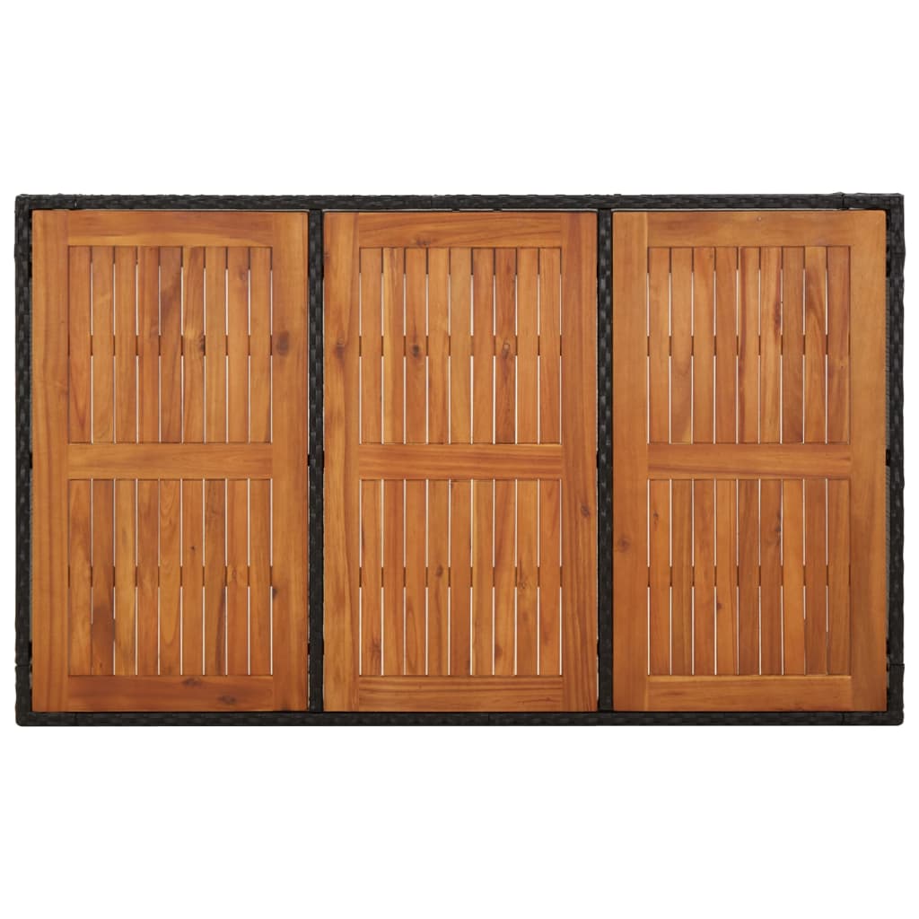 vidaXL Tuintafel met houten blad 150x90x75 cm poly rattan zwart