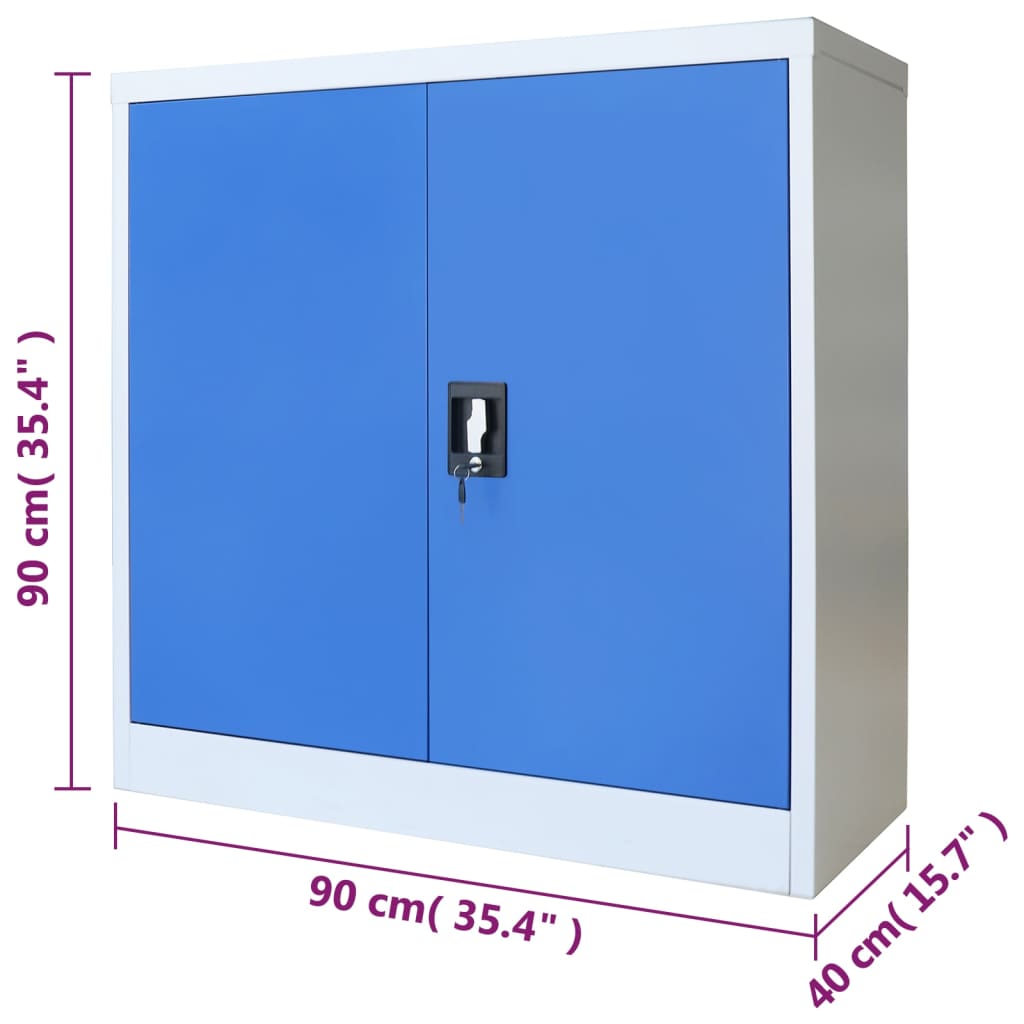 vidaXL Kantoorkast 90x40x90 cm metaal grijs en blauw