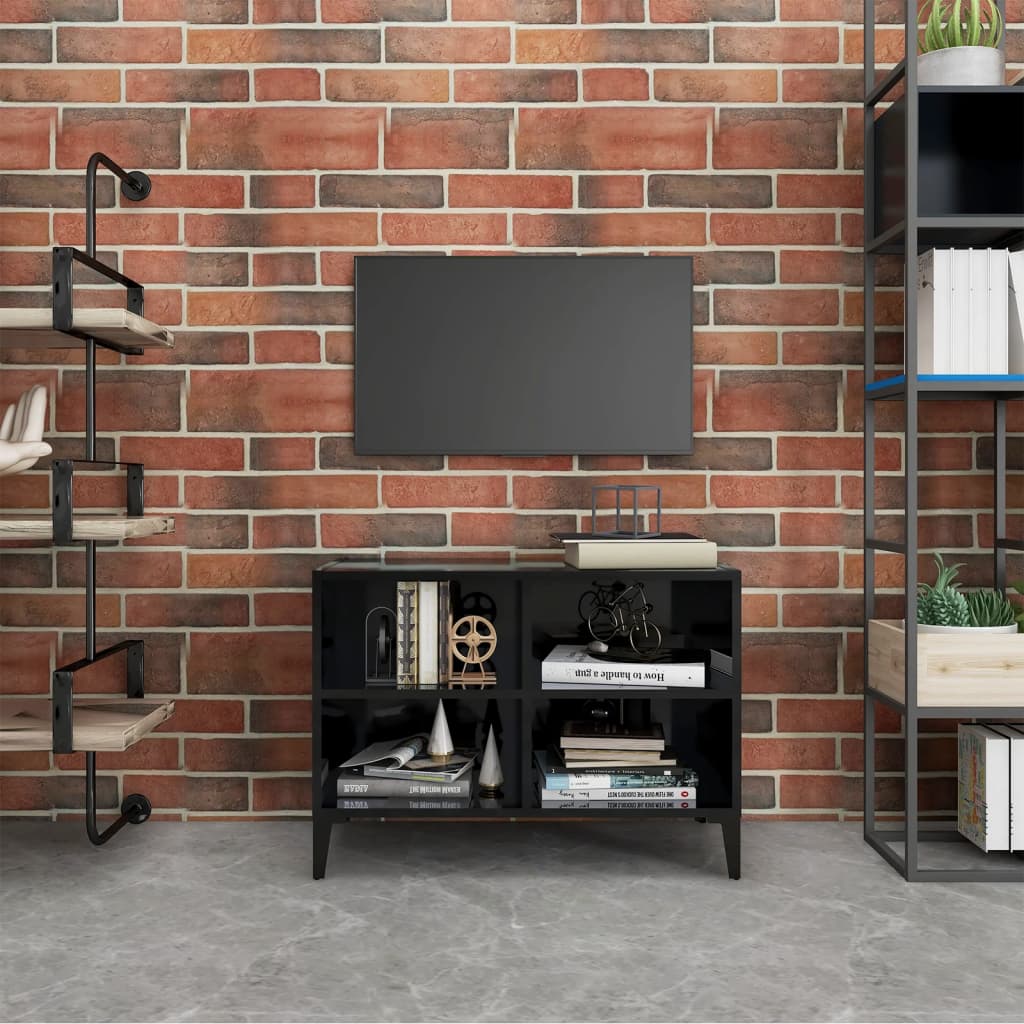 vidaXL Tv-meubel met metalen poten 69,5x30x50 cm hoogglans zwart