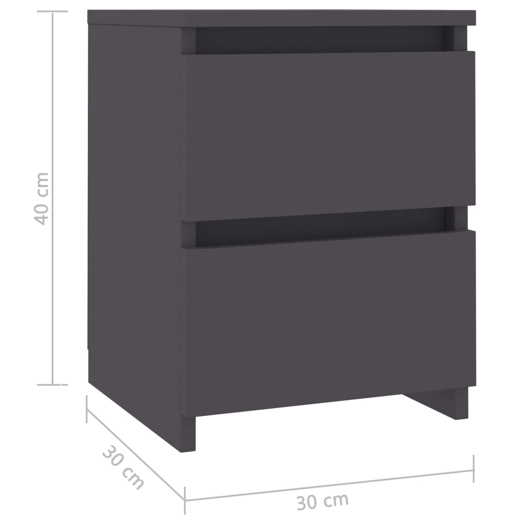 vidaXL Nachtkastjes 2 st 30x30x40 cm bewerkt hout grijs