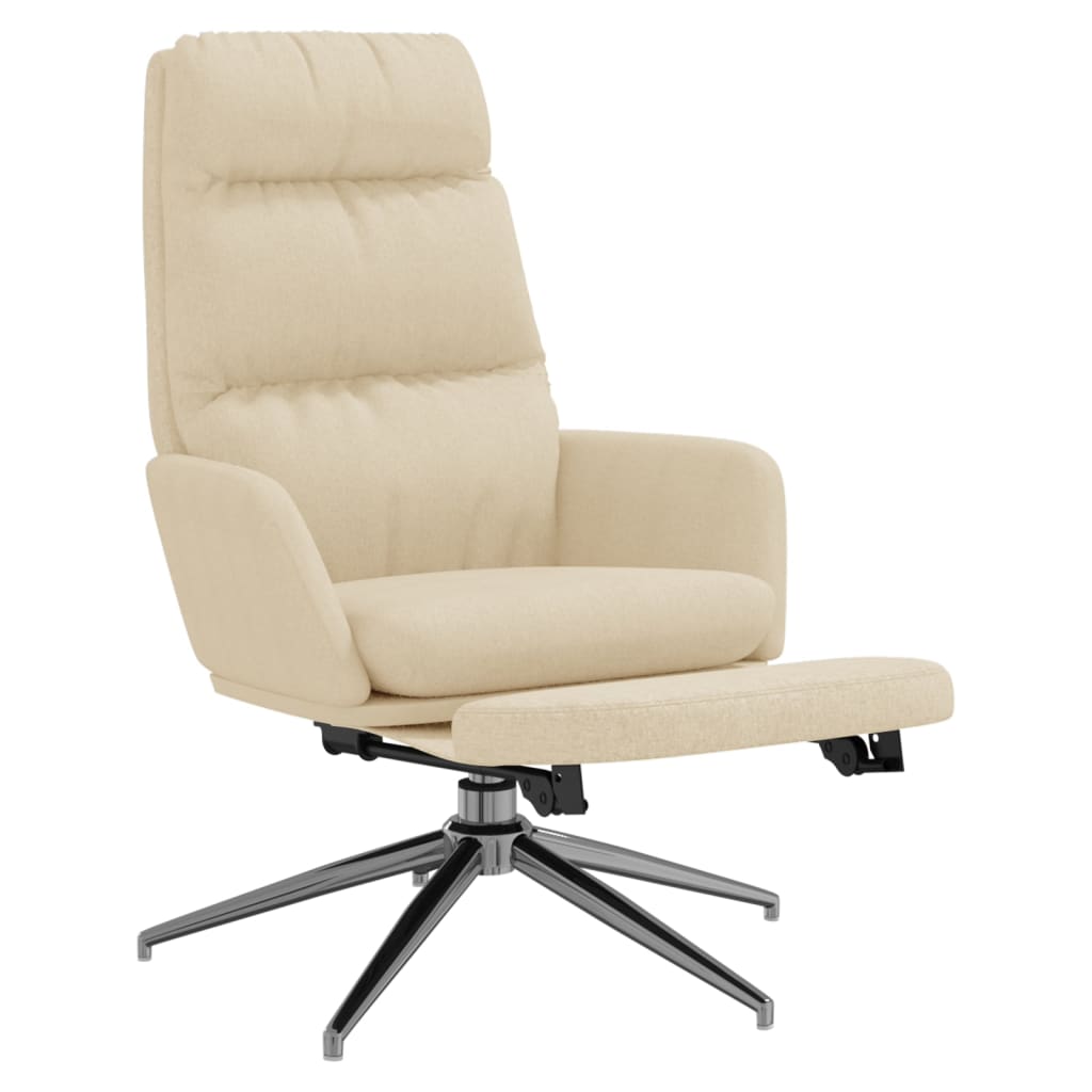 vidaXL Relaxstoel met voetensteun stof crèmekleurig